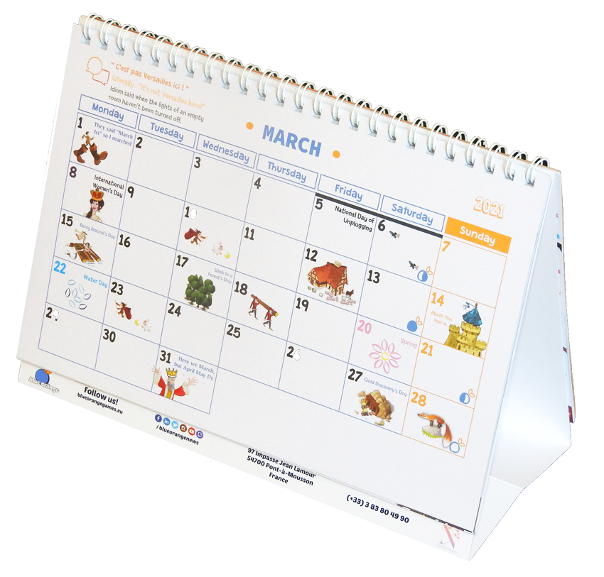 Calendrier chevalet multi-feuillets ouvert